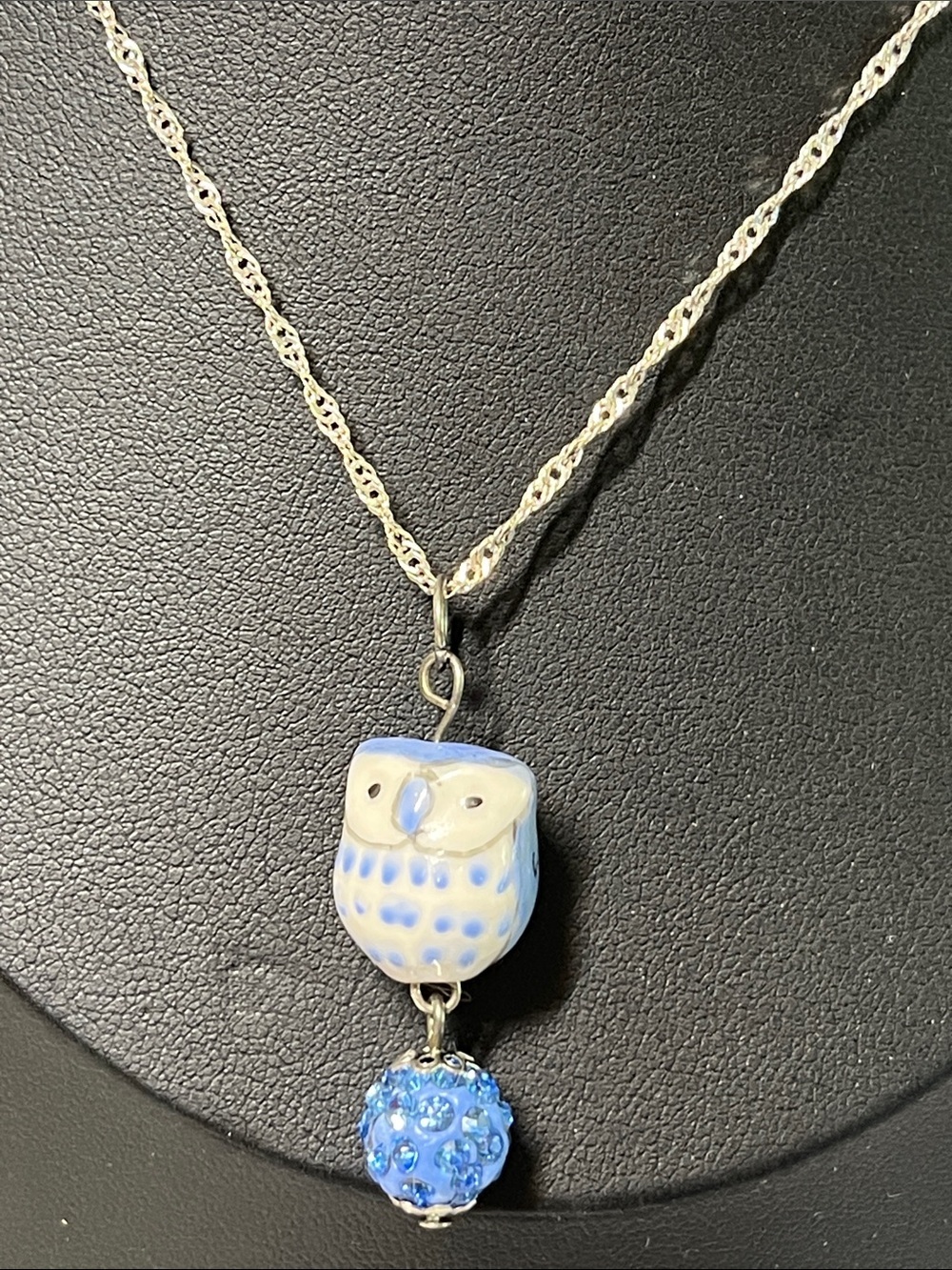 Sterling Silver twist chain 
Wise Owl Pendant Necklace
Unique Fun Statement